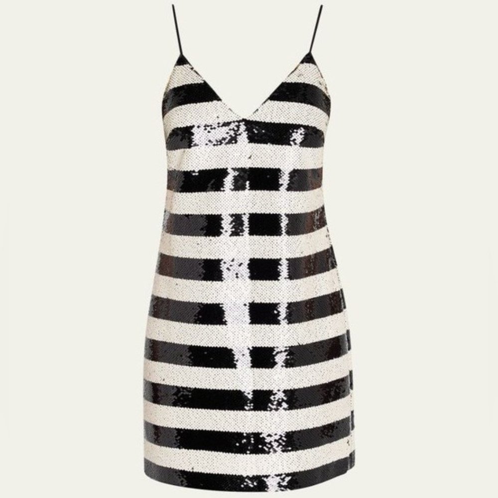L'Agence sequin-embellished striped dress_Size 8_NWT